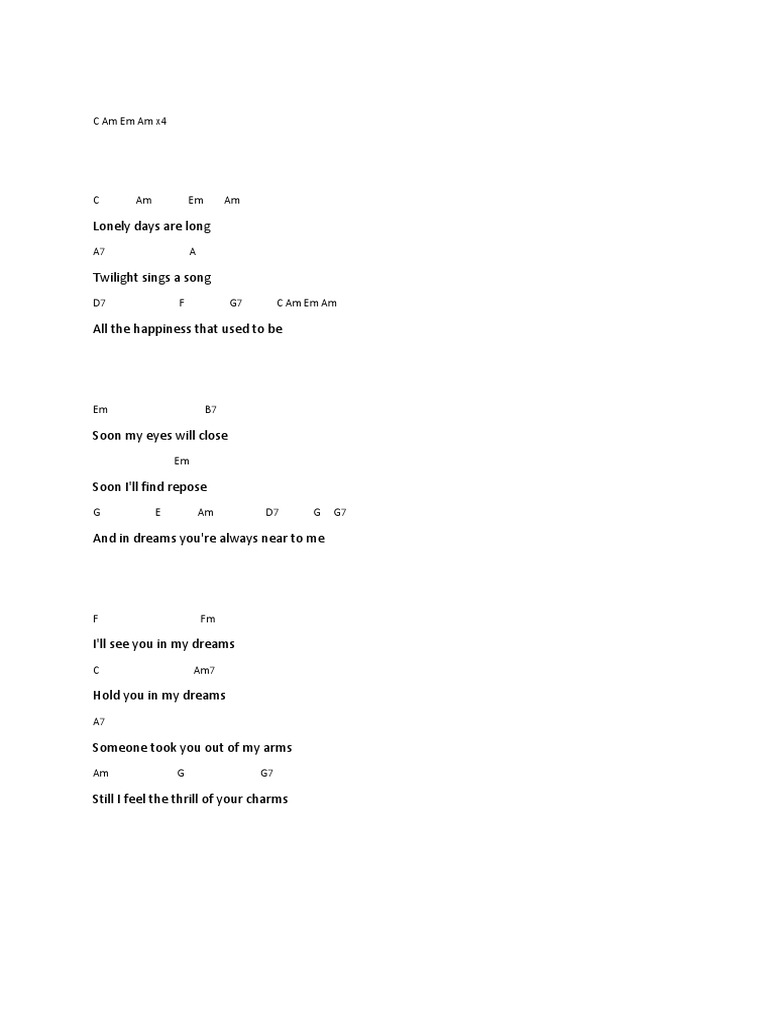 Ill See You in My Dreams Chords PDF Harrison Pop Music
