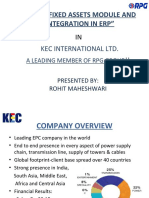 "Study of Fixed Assets Module and Its Integration in Erp": Kec International Ltd. !!