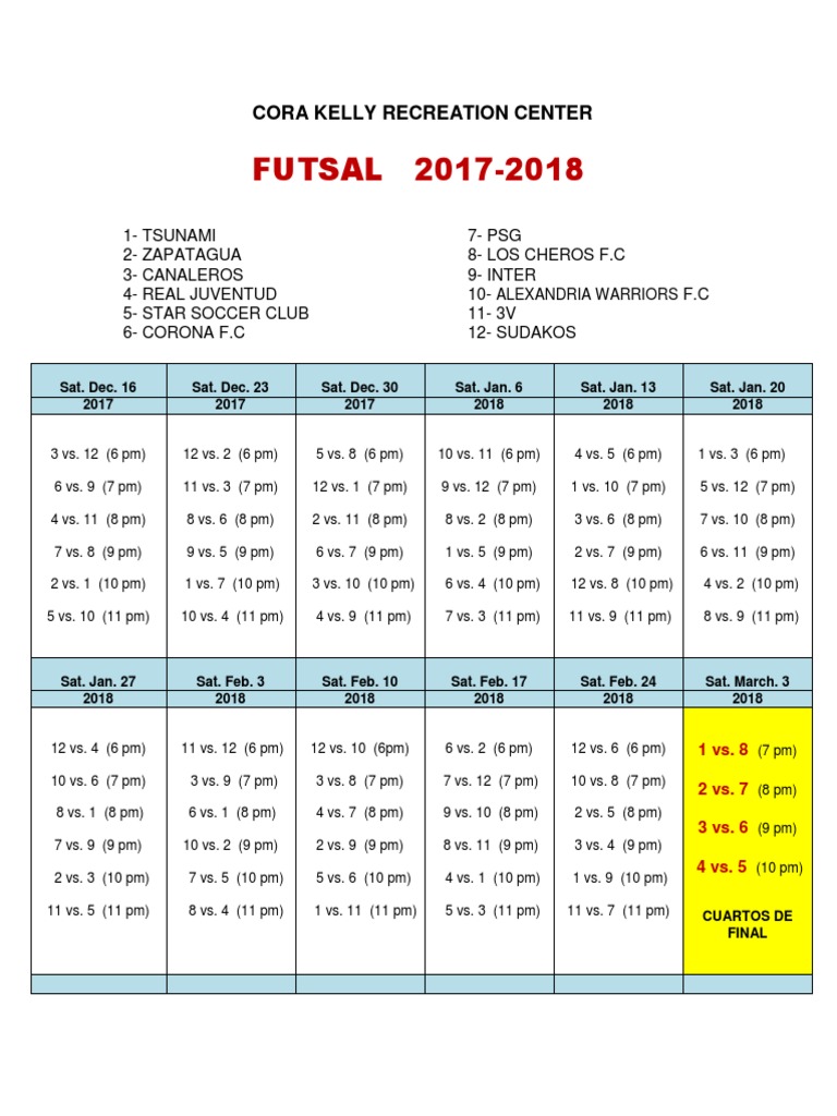 Cora Kelly Schedule 2017 2018