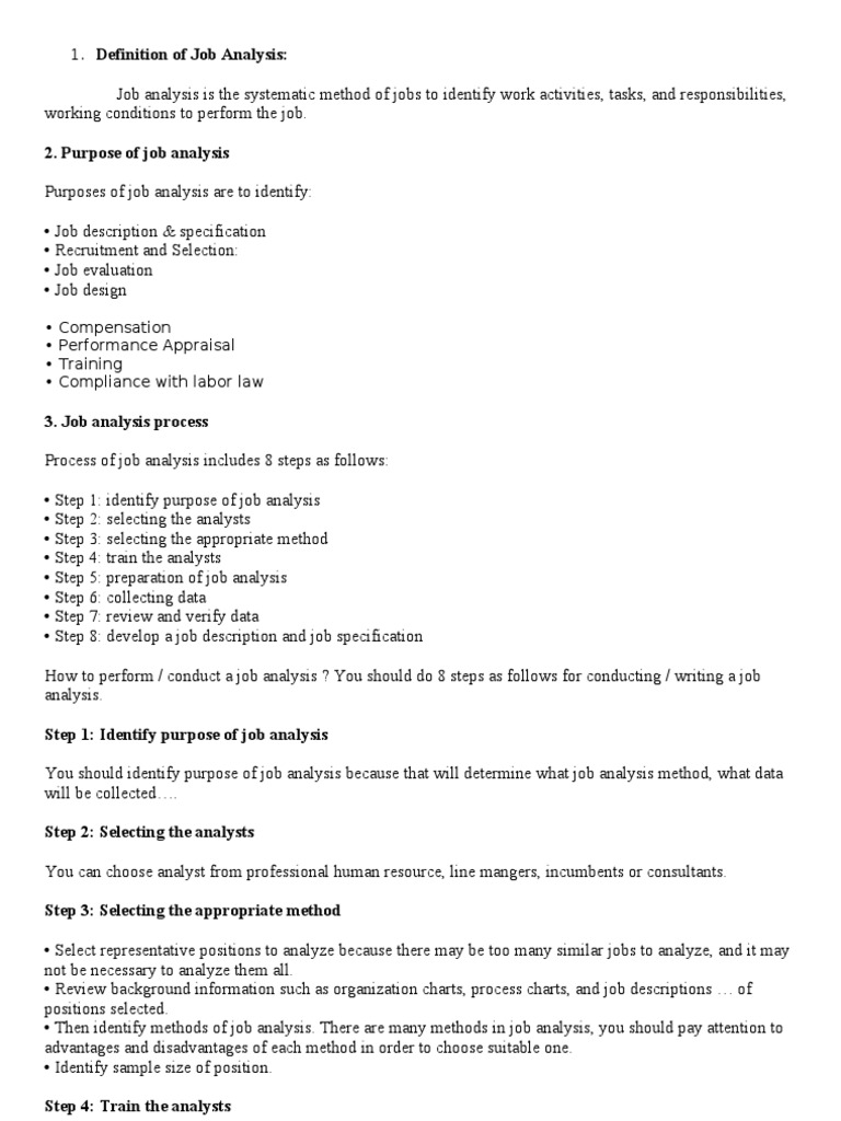 Job Analysis: 8 Essential Steps | PDF | Competence (Human Resources ...