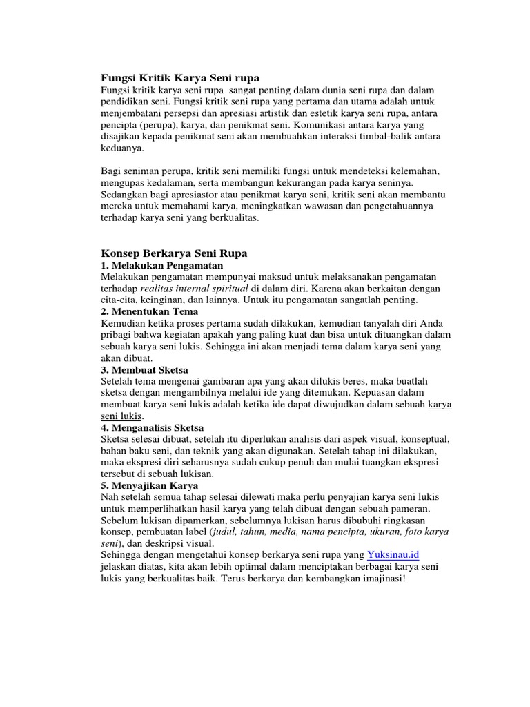 Fungsi Kritik Karya Seni Rupa Pdf