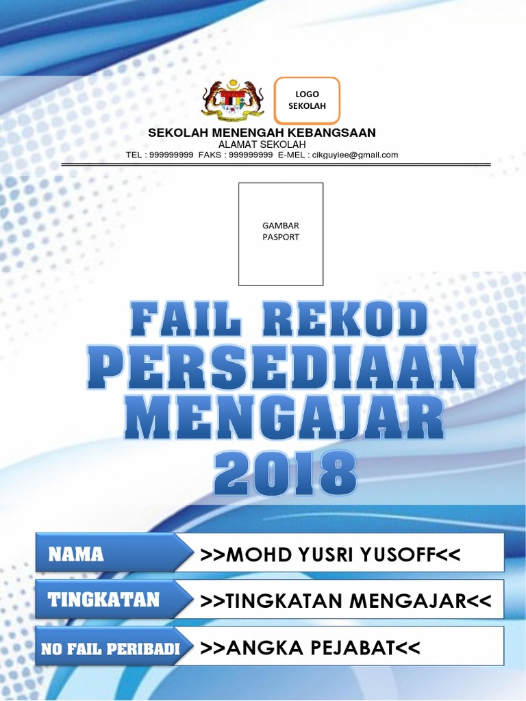 Muka Depan Buku Rekod mengajar