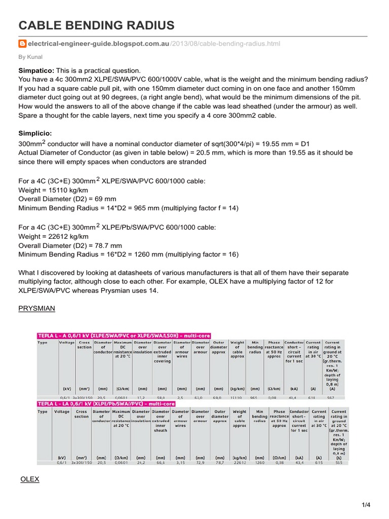 Cable Bending Radius Guide Mathematics Nature