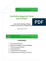 Una Política Integral de Tierras para Colombia - Min. Agricultura Juan Camilo Restrepo