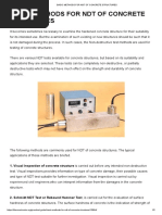 Basic Methods for Ndt of Concrete Structures