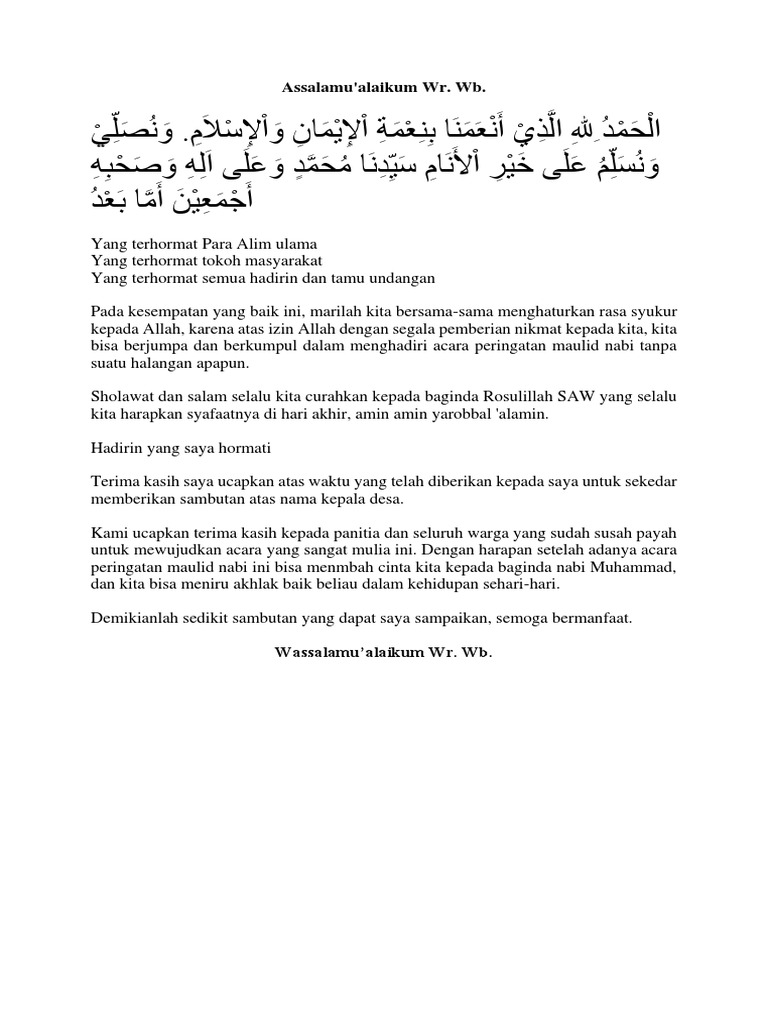 Contoh Teks Pidato Maulid Nabi Saw Singkat Terkait Teks