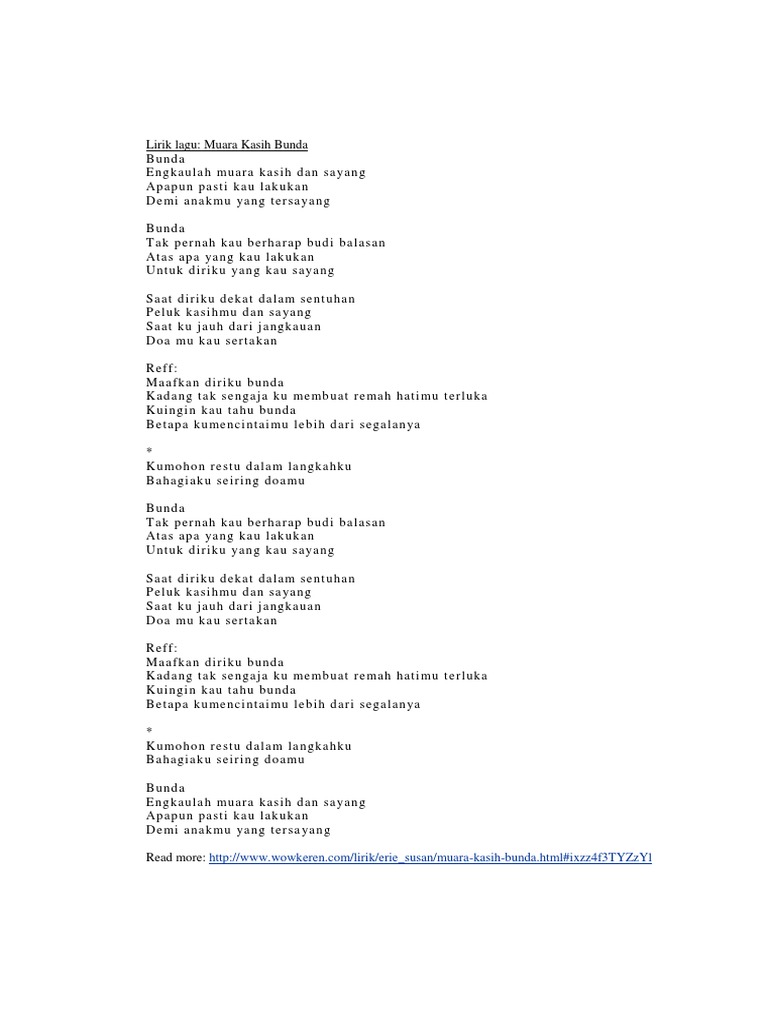 Lirik Lagu Bunda