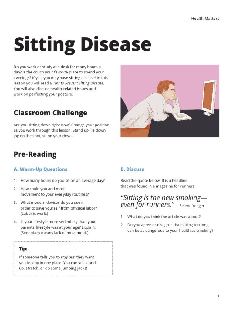 SAMPLE - Sitting Disease - Health Matters - ESL Library ...