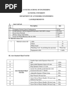 Saveetha School of Engineering Saveetha University Department of Automobile Engineering Lab Requirements