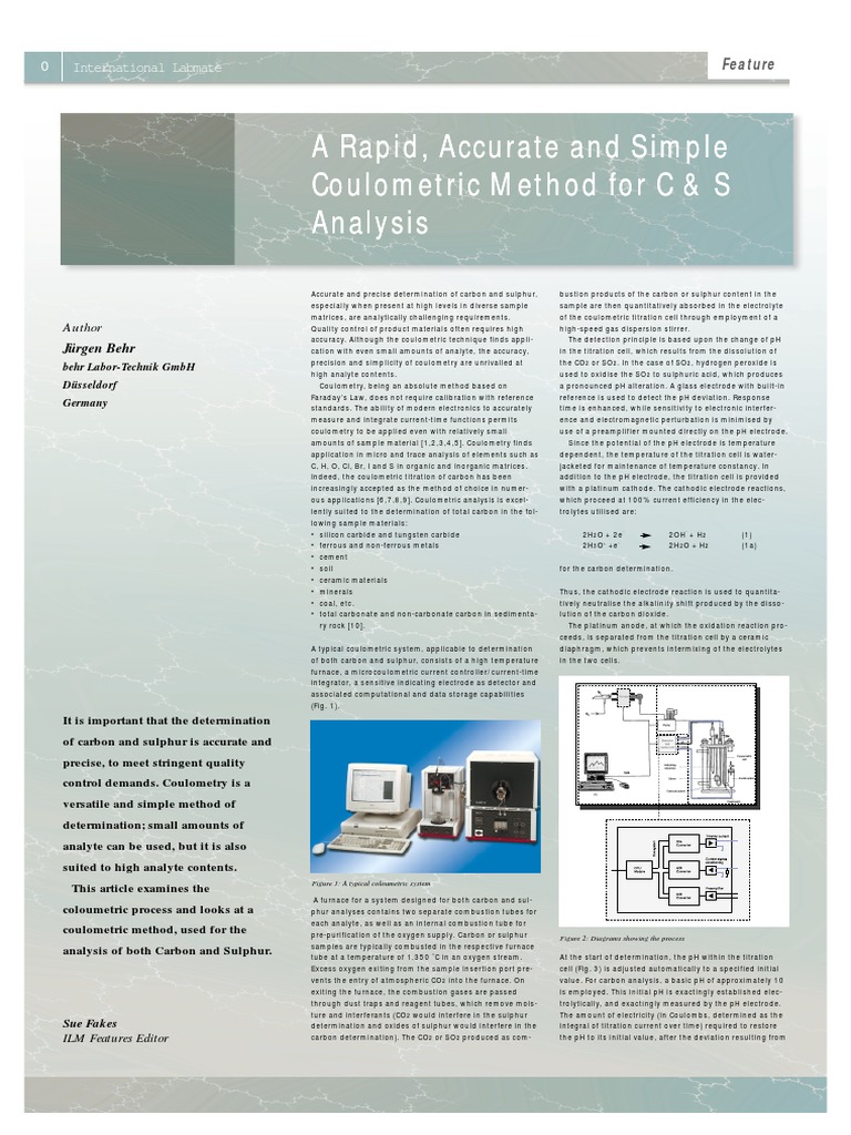 A Rapid, Accurate and Simple Coulometric Method For C and S Analysis ...