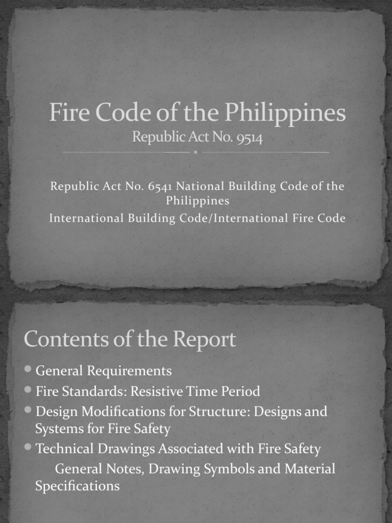 BD Report Fire Code of The Philippines PDF Fire Safety Fire