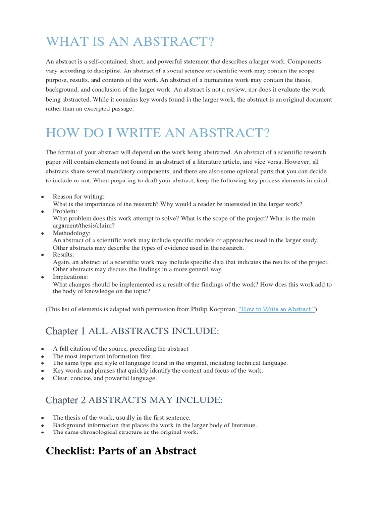 What is an Abstract  Abstract (Summary)  Science