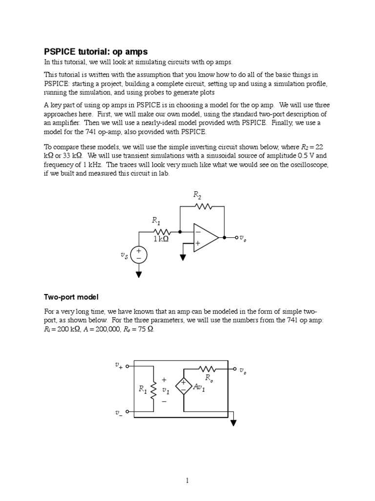 Pspice Op Amp PDF | PDF | Operational Amplifier | Amplifier