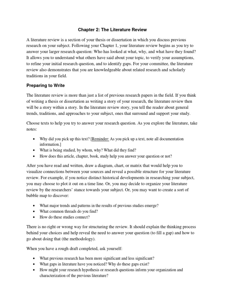 Writing A Literature Review  PDF  Literature Review  Citation