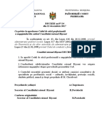 Cu Privire La Aprobarea Codul de Etică Profesională A Angajatului Din Cadrul Consiliului Raional Rîșcani