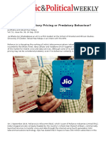 Reliance Jio- Predatory Pricing or Predatory Behaviour