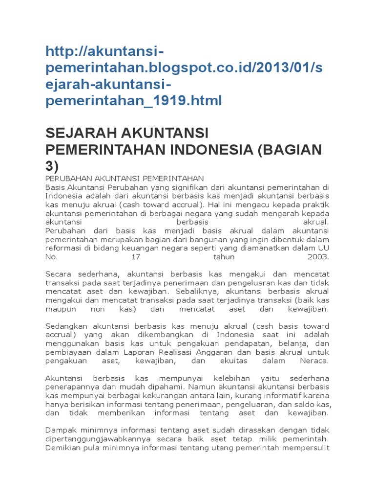 Sejarah Perkembangan Akuntansi Pemerintahan