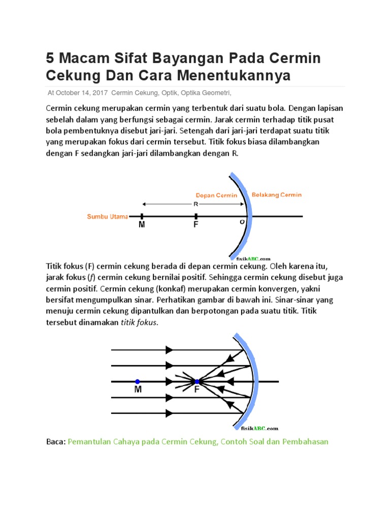 5 Macam Sifat Bayangan Pada Cermin Cekung Dan Cara 5 Macam Sifat Bayangan Pada Cermin Cekung Dan Cara