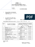 Form-V: Statement Showing The Holidays Allowed