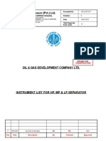 Zishan Engineers (PVT.) LTD.: Instrument List For HP, MP & LP Separator