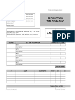 Call Sheet Template - Single Page