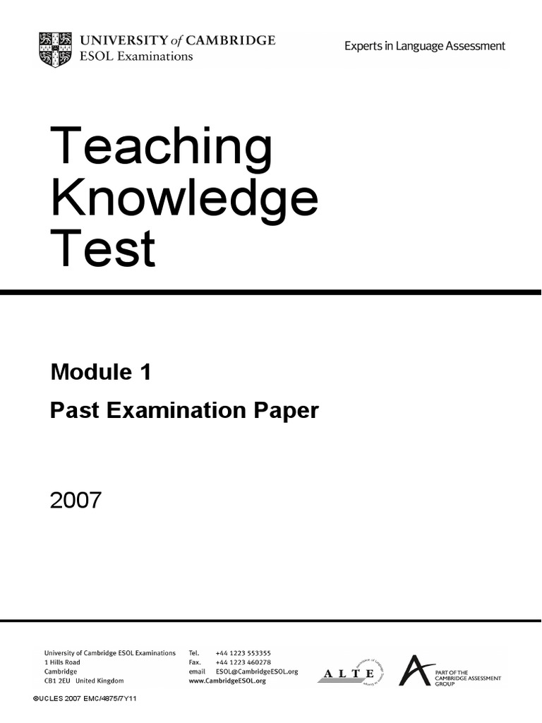 TKT Exam With Answer Key PDF | PDF | Teachers | Test (Assessment)