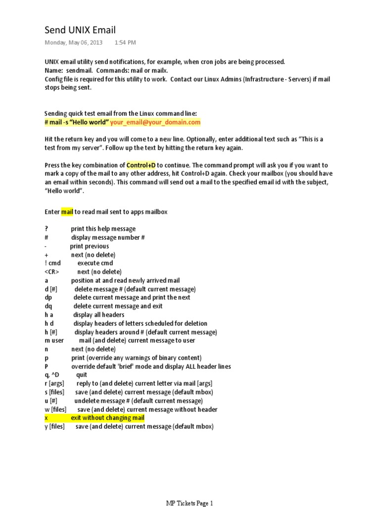 UNIX Email Command Guide | PDF