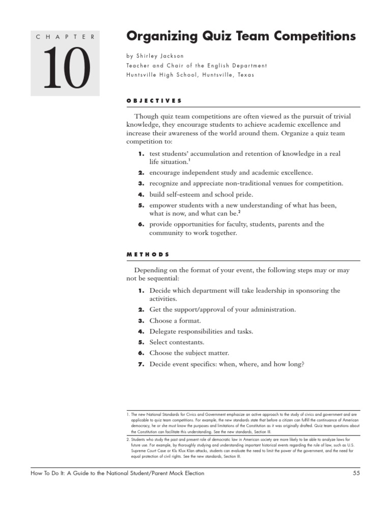 Organizing School Quiz Competitions | PDF | Competition | Question