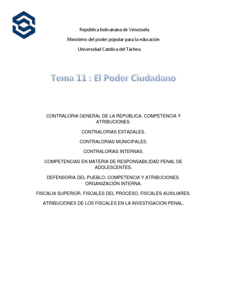 Estructura y Funciones del Poder Ciudadano en Venezuela | PDF | Fiscal ...