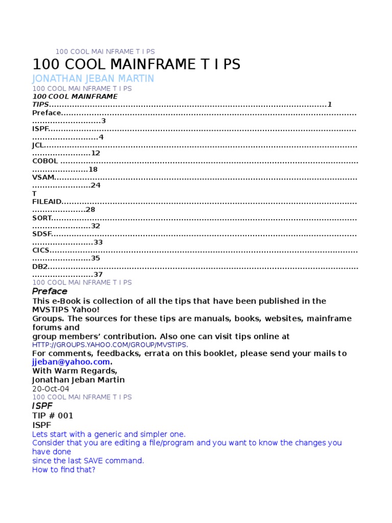 100 Mainframe Tips | PDF | Computer Engineering | Computing