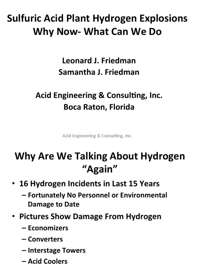 Hydrogen Risks in Sulfuric Acid Plants | PDF | Leak | Boiler