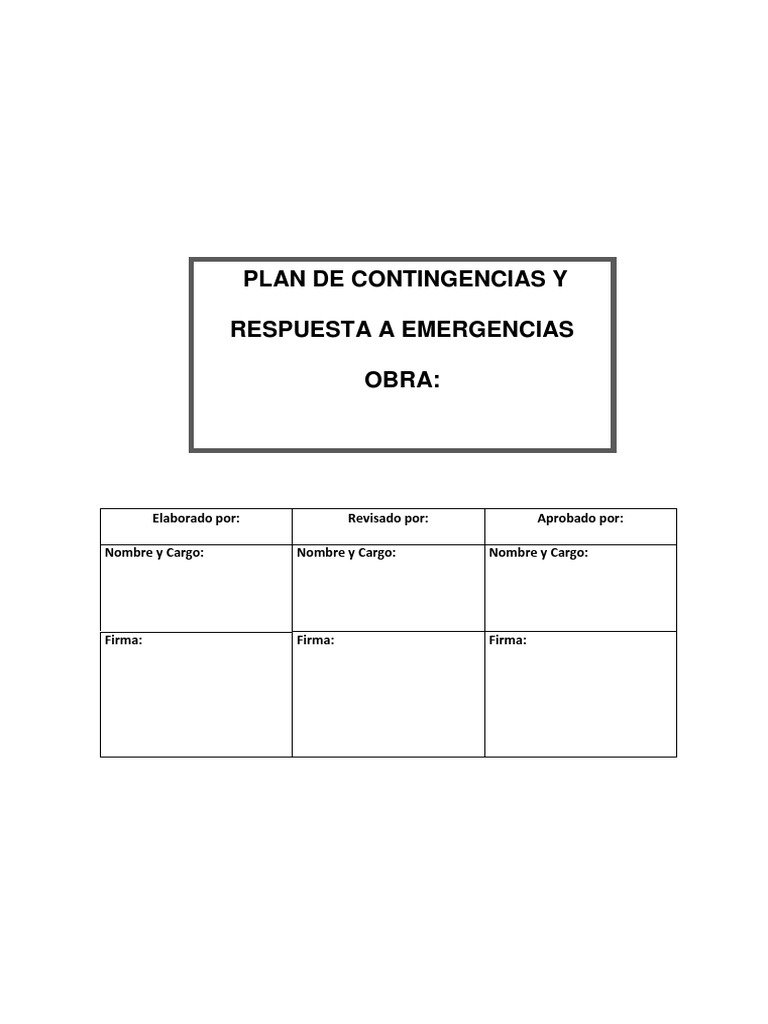 Plan de Contingencias y Emergencias GYD5 | PDF | Primeros auxilios ...