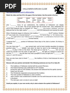 Halloween Explain Information Gap Activities Reading Comprehension e 99076