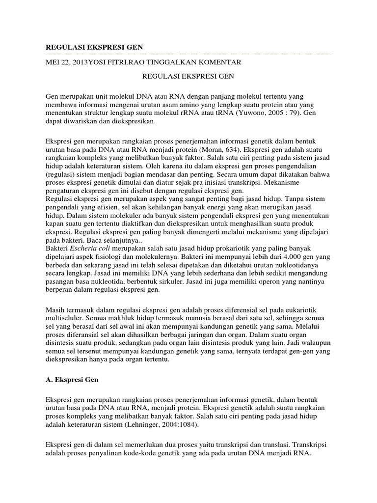 Regulasi Ekspresi Gen | PDF | Sains & Matematika