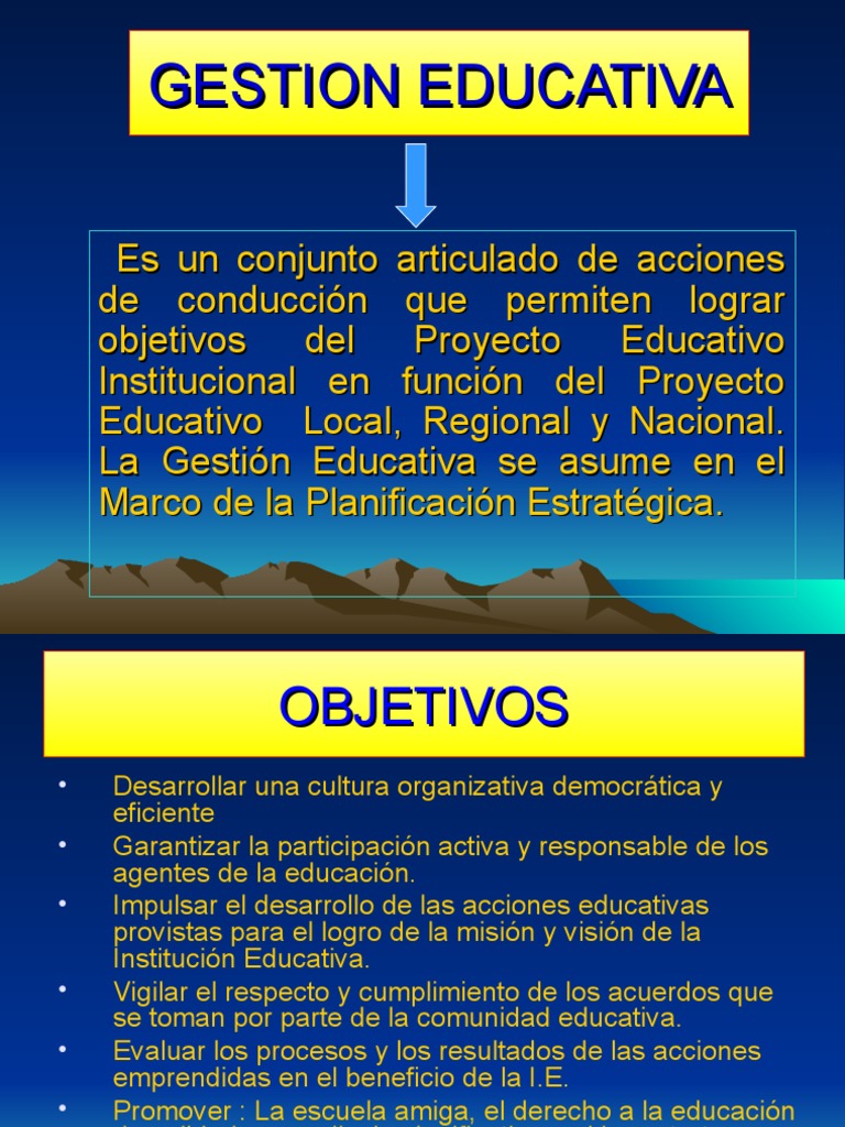 Definición y Objetivos de Gestión Educativa | PDF | Plan de estudios ...