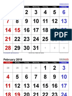 January 2018 Calendar Large Numerals
