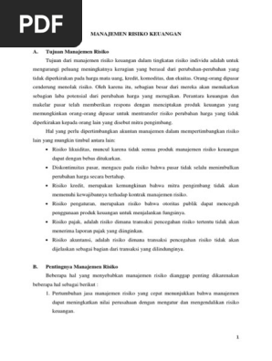 Manajemen Risiko Keuangan Makalah Docx