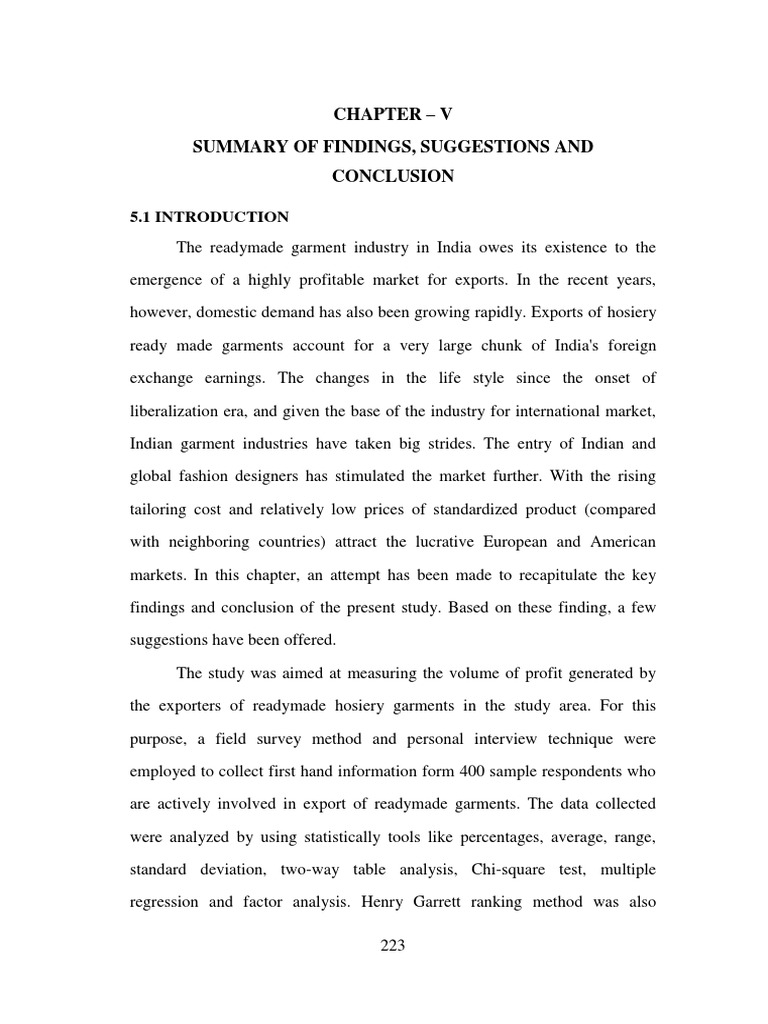 Chapter - V Summary of Findings, Suggestions and Conclusion | PDF ...