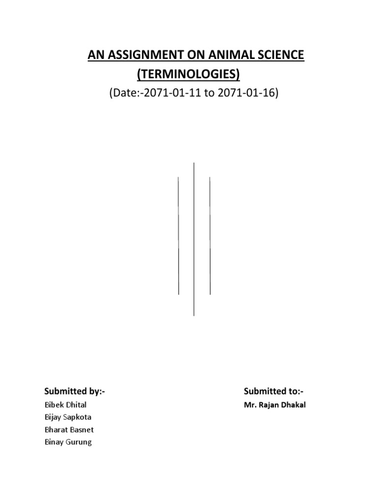 An Assignment On Animal Science (Terminologies) (Date20710111 To