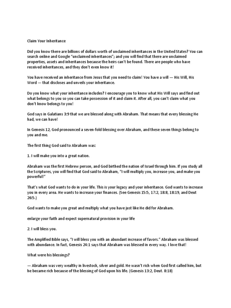 Claim Your Inheritance Pdf Book Of Genesis Abraham