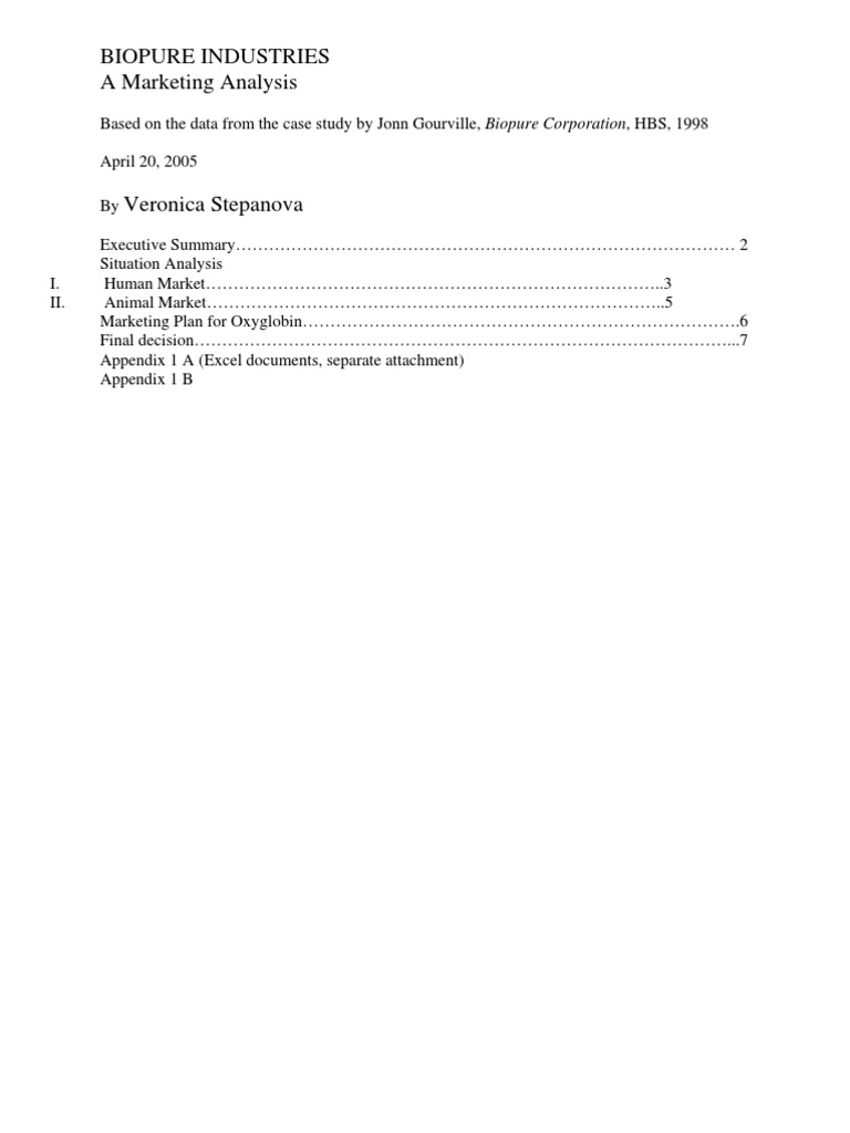 Biopure Industries Marketing Analysis | PDF | Blood Donation | Blood ...