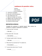 Rewrite The Sentences in Passive Voice.: Reported Speech