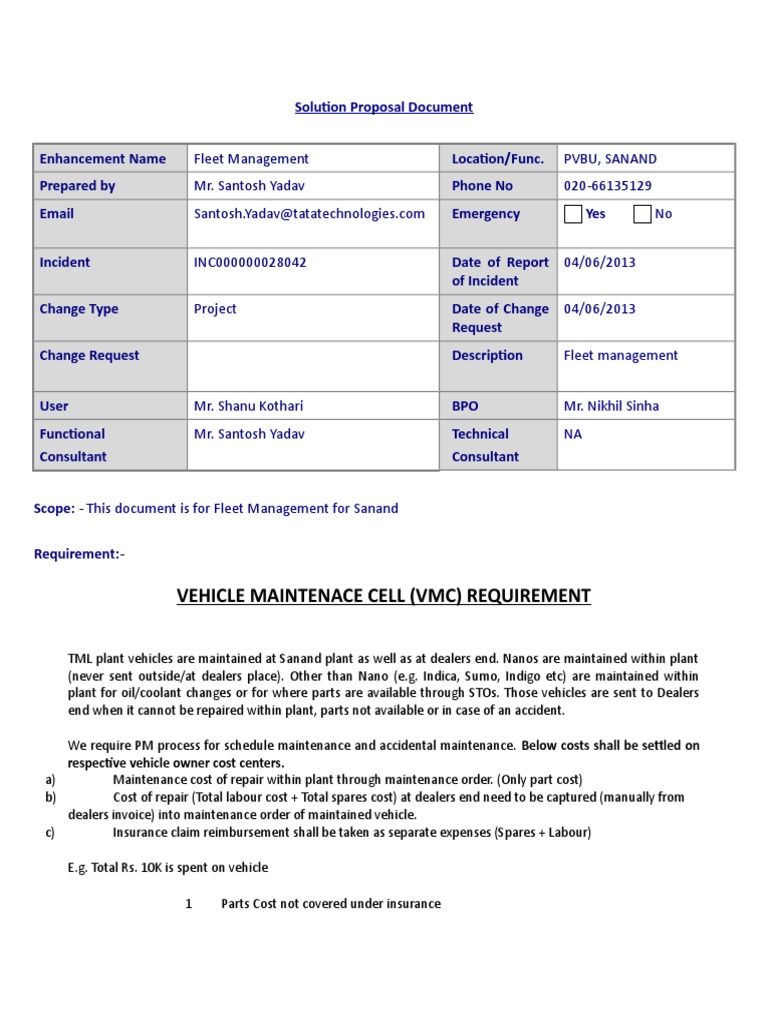 Fleet Management Proposal for Sanand | PDF | Insurance | Business