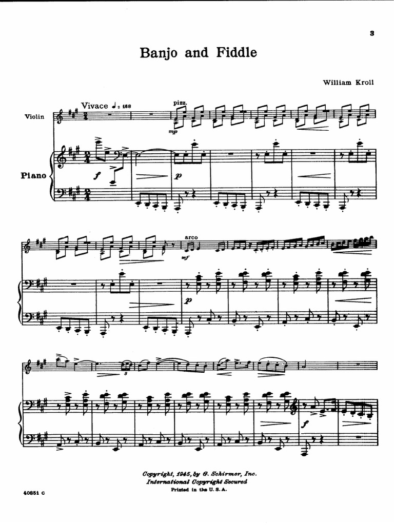 Kroll Banjo and Fiddle Piano Part PDF
