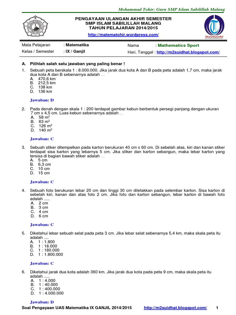 Soal Pengayaan Uas Mat 9 Ganjil 2014 Matematohir Wordpress Com