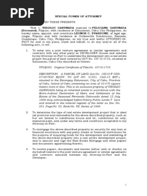 Special Power of Attorney