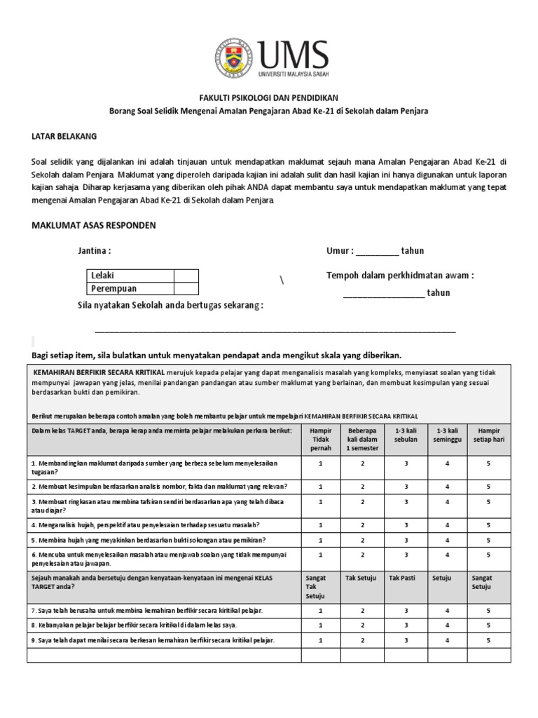 Soal Selidik Pdpc Abad Ke 21 Pdf