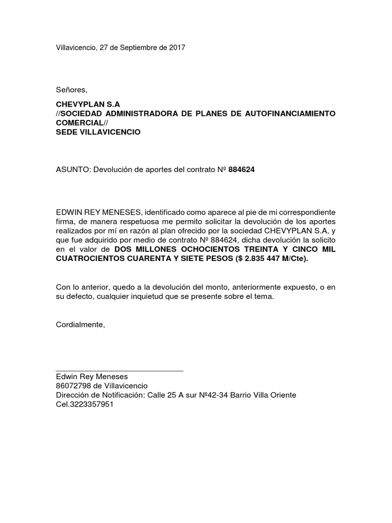 Carta Para Devolucion De Dinero En Un Banco About Quotes g