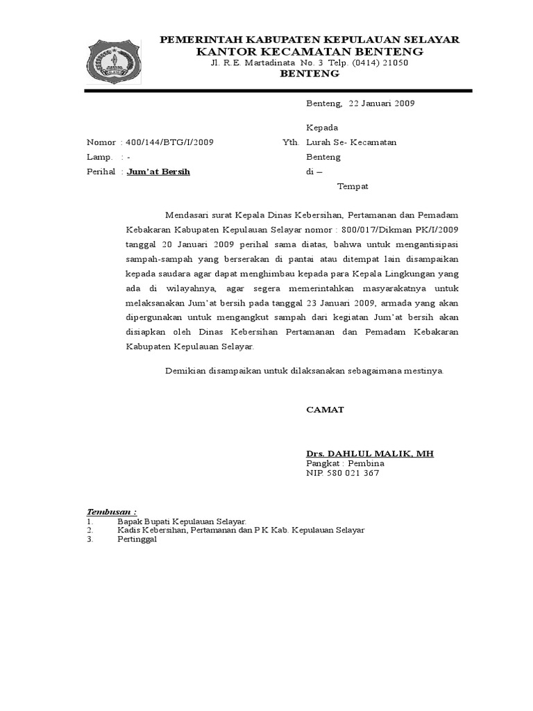 Srt Jumat Bersih Trantib