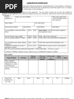 Application for Employment